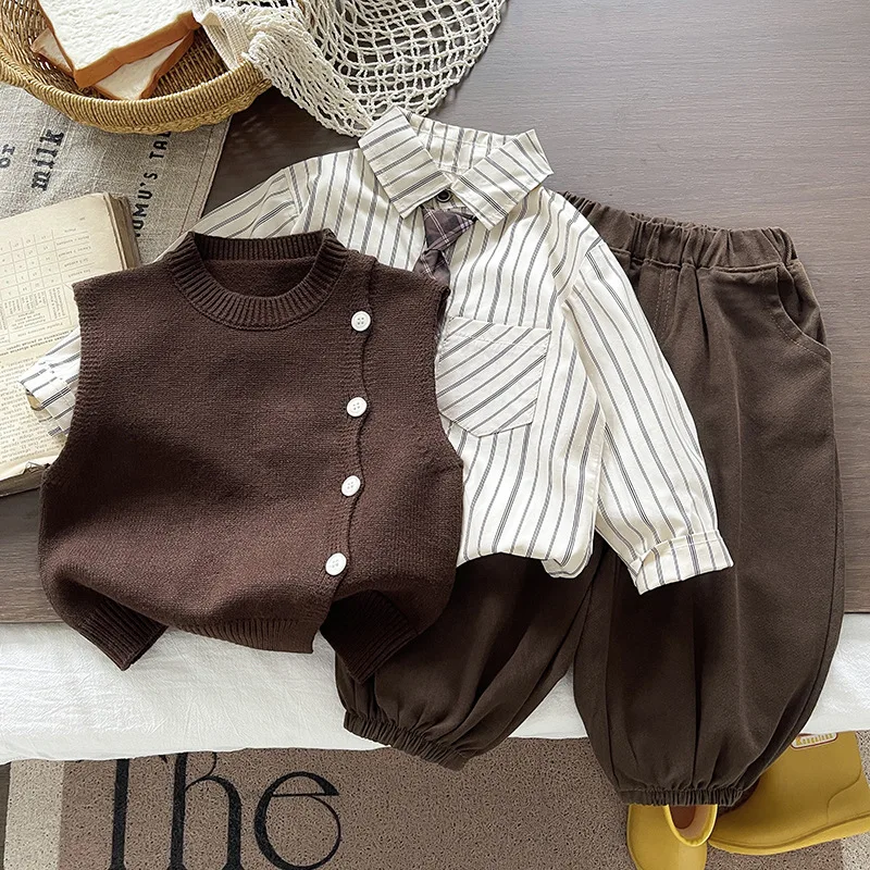 Boys' autumn outfit, a three-piece set for baby boys26Autumn new collection: stylish outfits for little boys, trendy autumn clot