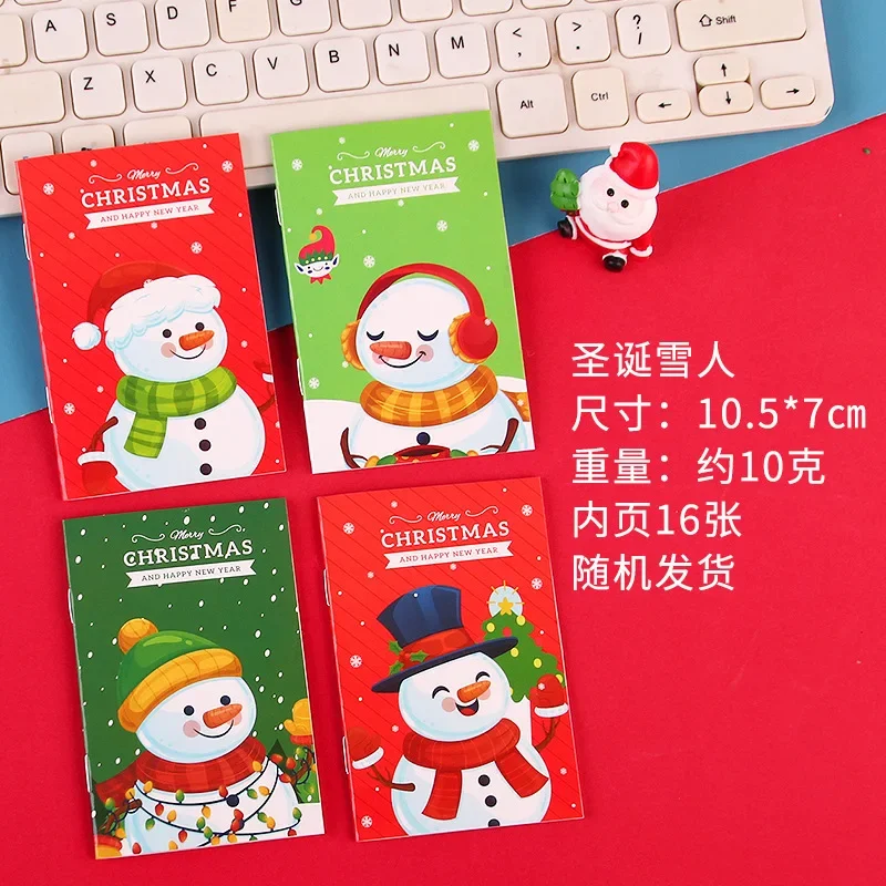 12 Pcs Cartoon Christmas Writing Pads Small Book Portable Pocket Notebook Student Children Holiday Small Gifts