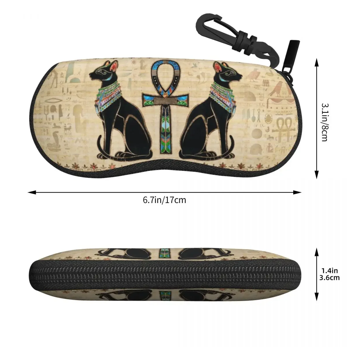 Custom Egyptian Cats And Ankh Cross Shell Eyeglasses Protector Cases Women Men Sunglass Case Ancient Egypt Glasses Pouch