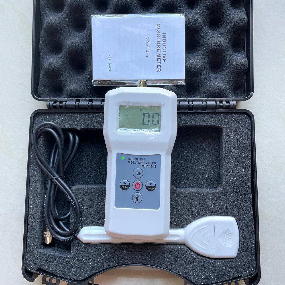 Medidor de humedad portátil inductivo de alta precisión, MS310-S para rango de medición textil 0-99%, 4 LCD digital