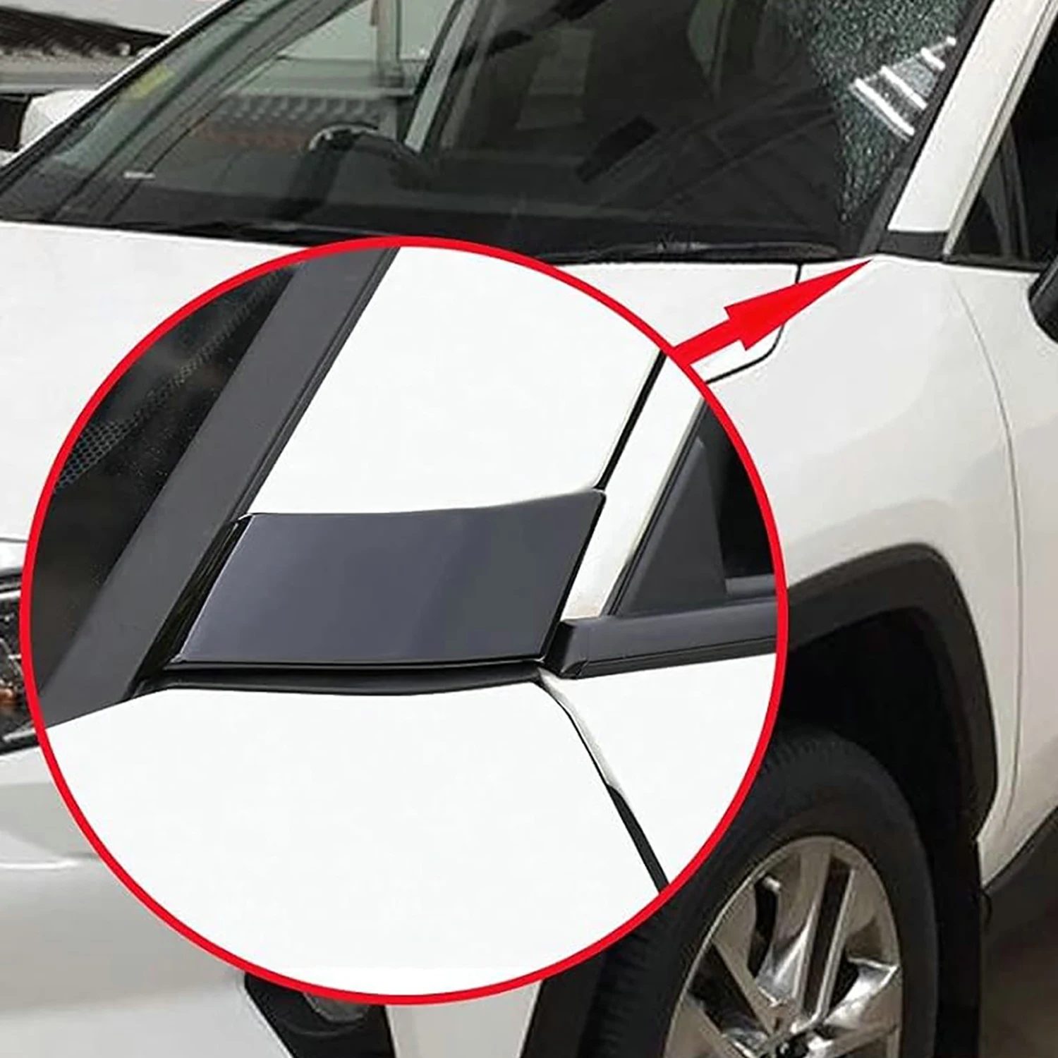 2Pcs Glossy Black A-Pillar Front Triangle Molding Trim Cover For Toyota RAV4 2019-22 Automotive Exterior Accessories