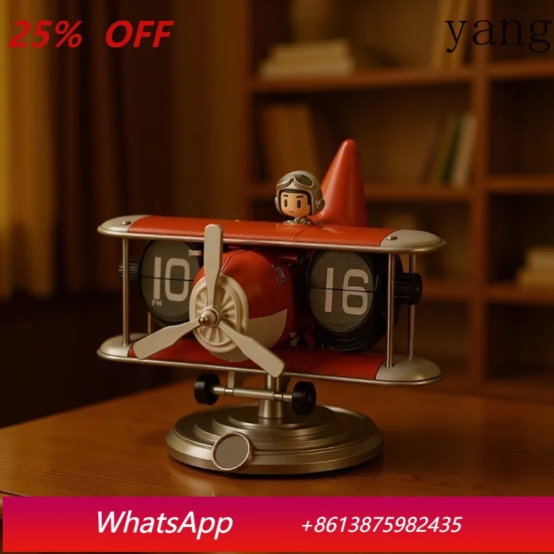 

LTT aircraft automatic page turning clock desktop ornament retro mechanical watch pendulum table