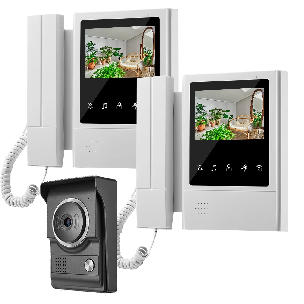 

4.3 inch Video Intercom System Video Door Phone for Home Apartment Doorbell with Camera Waterproof IR Touch Key Monitor Kit