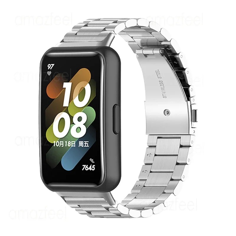 Cinta de aço inoxidável para huawei band 7 6 banda inteligente pulseira de metal para huawei banda 6 pro pulseira para banda de honra 6 pulseiras