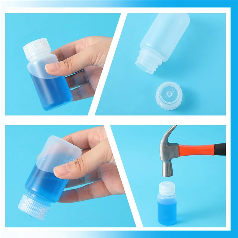 A005-12 pièces bouteille de pilule bouteilles d'échantillon bouteille de réactif à large bouche en plastique avec bouchons à vis conteneurs d'échantillon