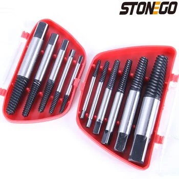 STONEGO 5PCS/6PCS Broken Damaged Screwdriver Extractor Drill Bit Set Carbon Steel Double Side Screw Pull Center Drill Bits