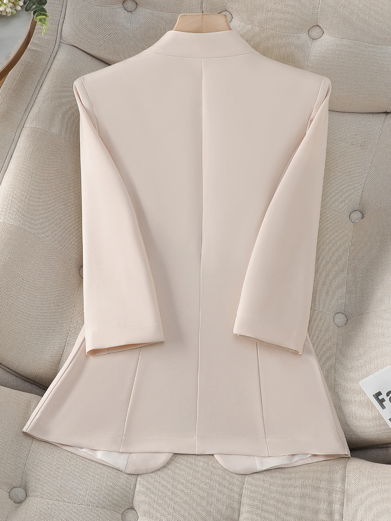 Dames abrikozenblazer 3/4 mouw slim fit kantoor casual jas elegante effen kleur werkkleding