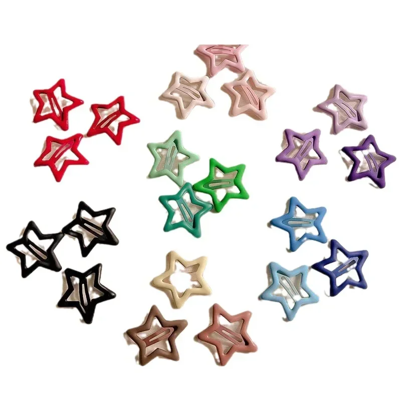 Colorful Star Hairpin New Set Multi-colored Sweet Hair Bangs Clip Women\'s Five-pointed Star Cute Broken Hair BB Clip