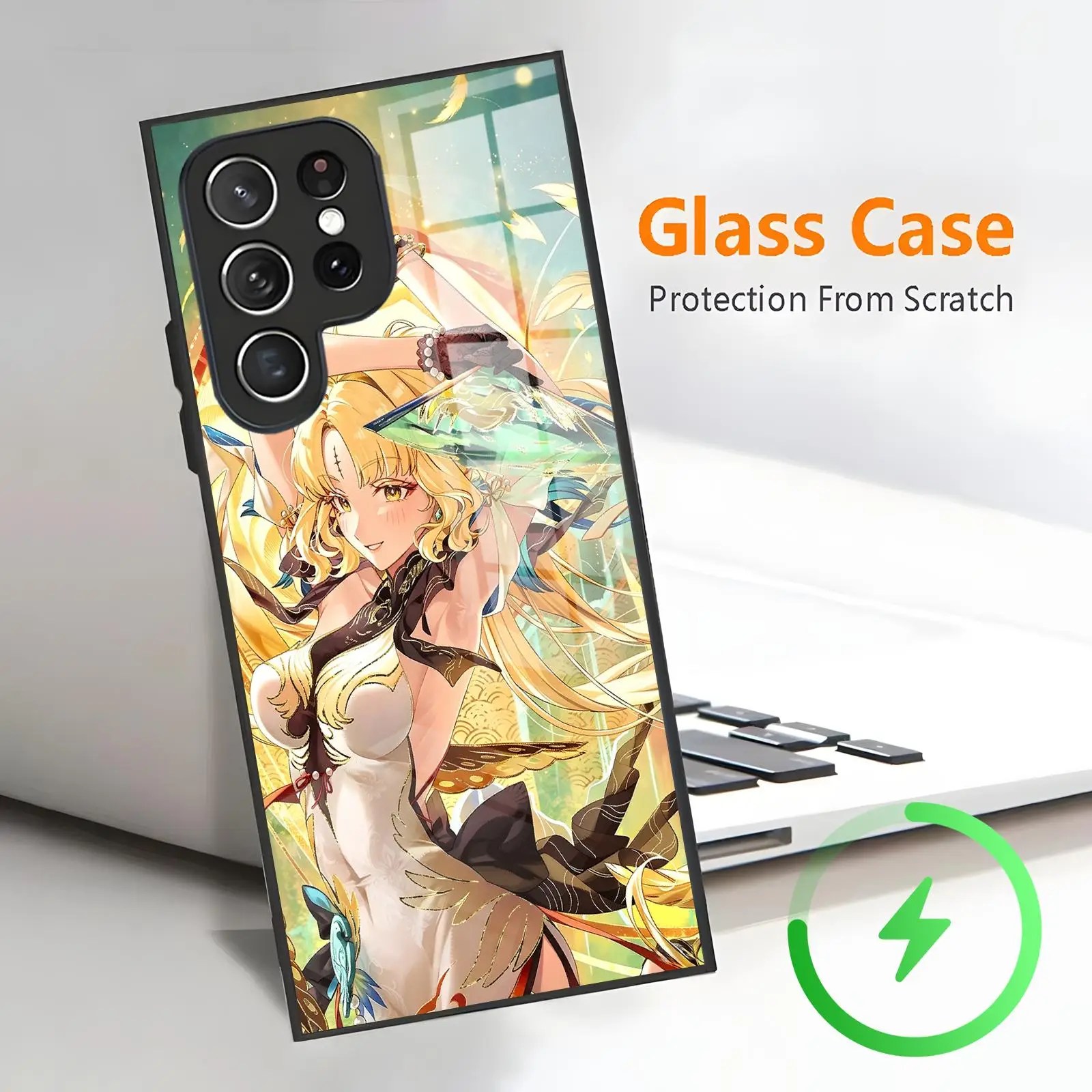Phone Case For Samsung S26 S25 S24 S23 S22 S21 Plus Ultra Note20 Magnetic Glass Phone Case Wuthering Waves Suisui