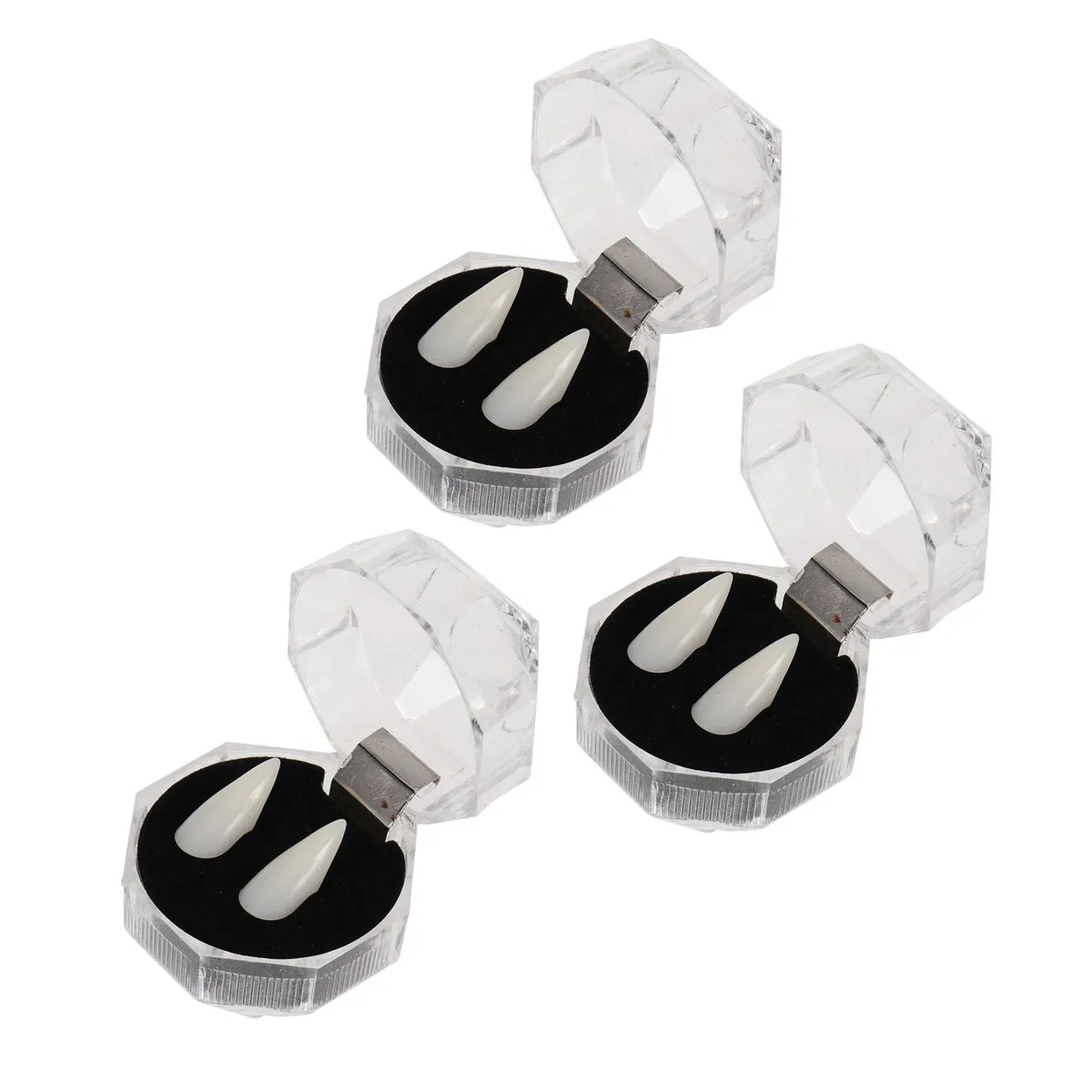 

3 пары накладных клыков из смолы, искусственные зубы для костюма на Хэллоуин, вечеринки, косплея, страшные зубы на Хэллоуин, 1,9 см, в коробке