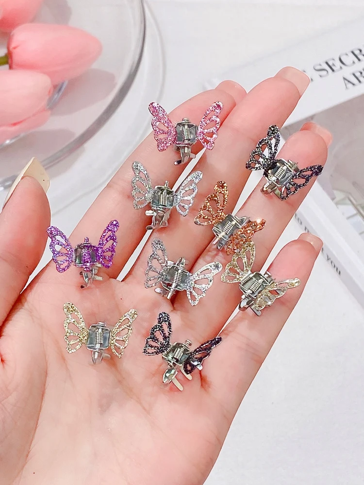 10pcs/set Women Girls Cute Butterfly Shape Small Hair Claws Ponytail Sweet Decorate Hair Clips Hairpins Fashion Hair Accessories