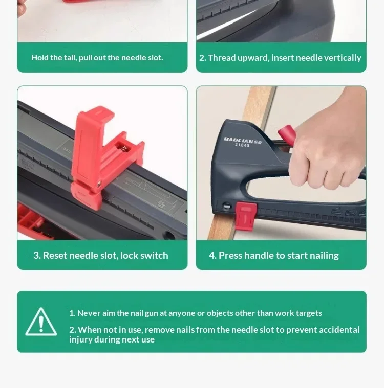 Professionelles Nagelpistolen-Set mit 900er-Heftgerät für Holzarbeiten, manuelles, leichtes Heimnageln, Polsterarbeiten, Klimaanlagenmontage – Detail 19