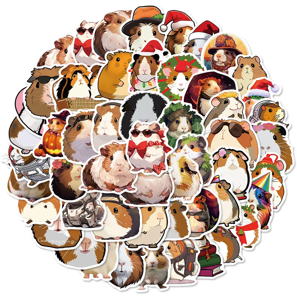 50pcs Cartoon Guinea Pig Stickers Notebook Aesthetic Motorcycle Kids Laptop Luggage Waterproof PVC Skateboard Decor Sticker