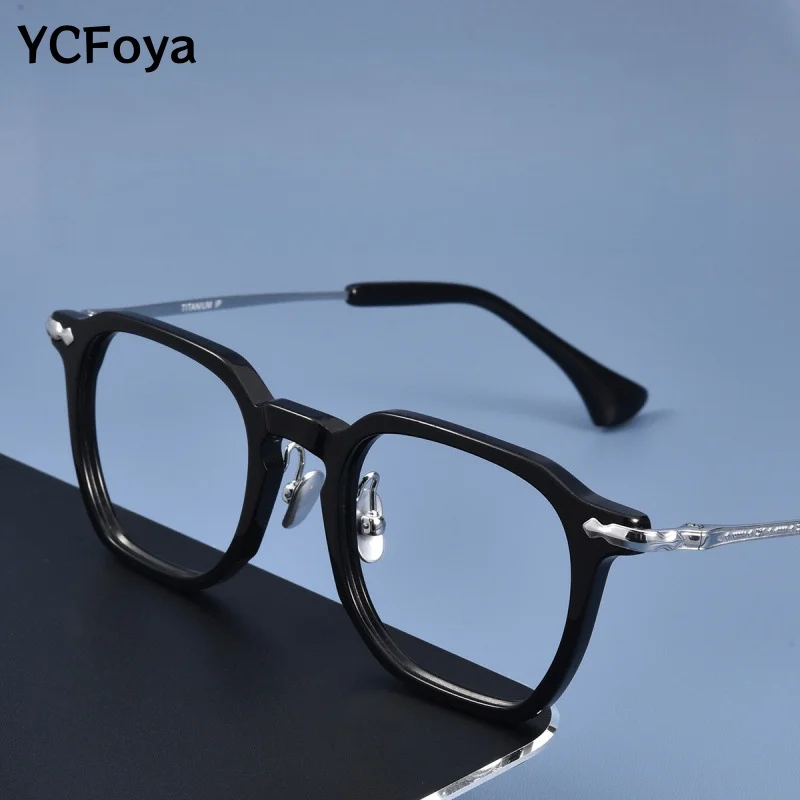

New Acetate Luxury Titanium Glasses Men Women Big size Designer Retro Square Optical Prescription Eyeglasses Frames DY80905