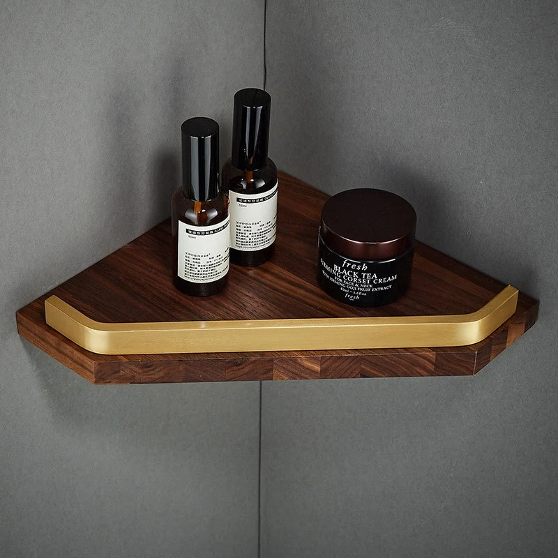 Bathroom Walnut Triangular Shelf Rust Resistant Strong Bearing Thickened Wall-mounted Shelves Sturdy Durable Bathroom Fixture