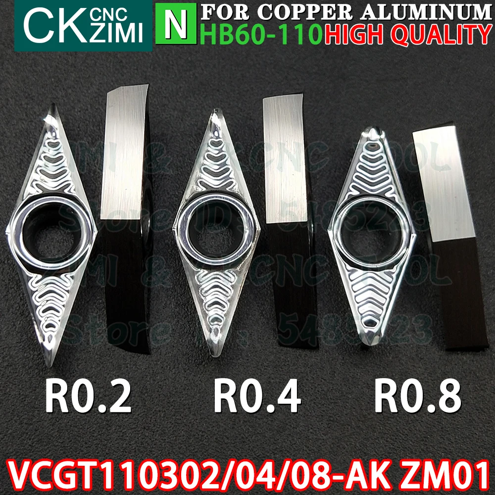 VCGT110302-AK ZM01 VCGT110304-AK ZM01 VCGT110308-AK ZM01 VCGT 1103 VCGT1103 كربيد الألومنيوم إدراج تحول إدراج أدوات التصنيع باستخدام الحاسب الآلي الميكانيكية مخرطة معدنية أدوات القطع