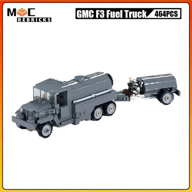 WW II American Military Panzer GMC F3 Fuel And Oil Service Trucks MOC Building Block Assembly Model Puzzle Bricks Toys Xmas Gift