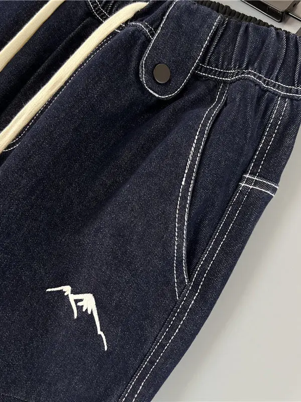 Men' Loose Fit Denim Pants Spring Autumn Washed Jeans Anti-Fade Embroidery Jogger Cuffs Harajuku Style Casual Trousers Plus Size