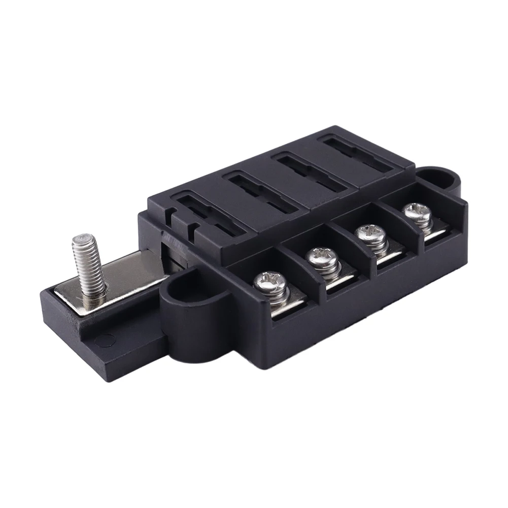 Car 4-Way Blade Fuse Box With Protection Cover 100A 32V 1 In 4 Out Standard Circuit Fuse Holder Screw Terminals For Auto Truck