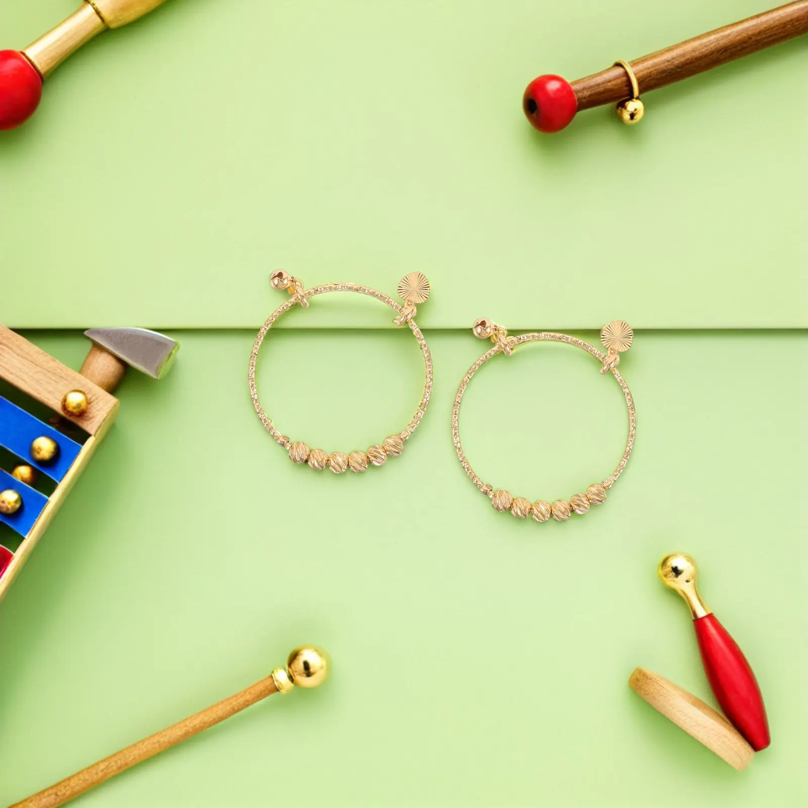 2Pcs Bangle Bracelet For Birthday Party Accessories Bracelet Golden Bangles Adjustable Push Pull