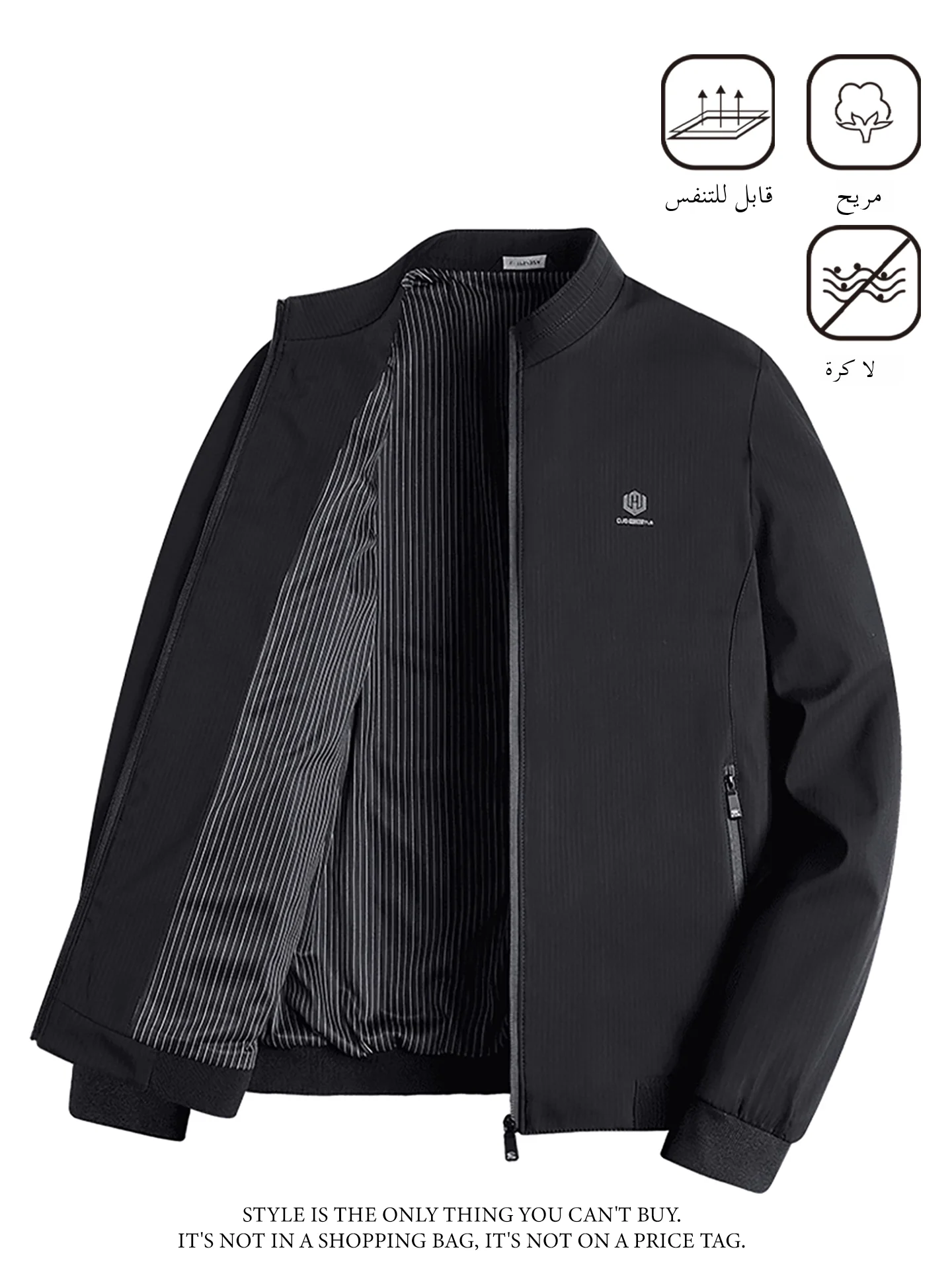 

Busin Casual Loose Fit Stand Collar Jaet for Men Spring Autumn New Sle Comfortable Breathable Polyester Dad Coat