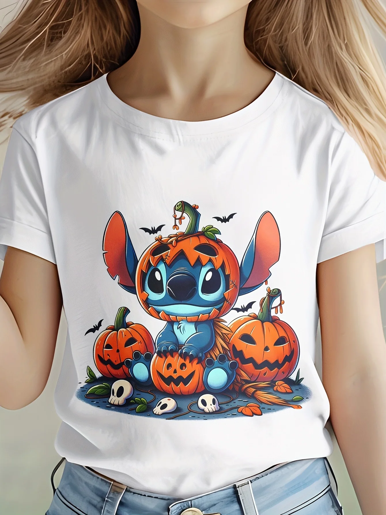 

Disney Stitch Print Girls T-Shirt Cotton Short Sleeve Children T-shirt Cute Cartoon Disney Tops Baby T-shirt Summer Kids Clothes