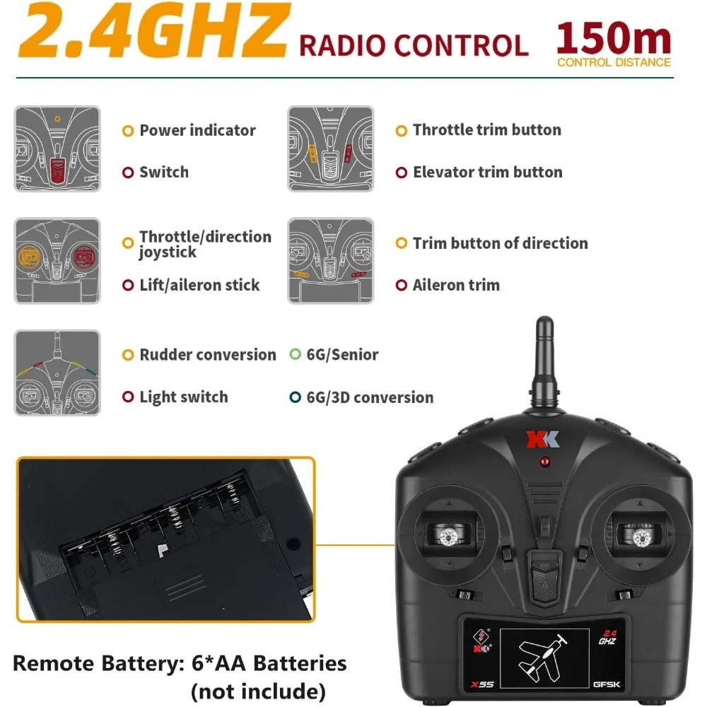 P51 Mustang 4-kanaals 6G 3D borstelloos RC-vliegtuig met 2.4G afstandsbediening en LED-verlichting