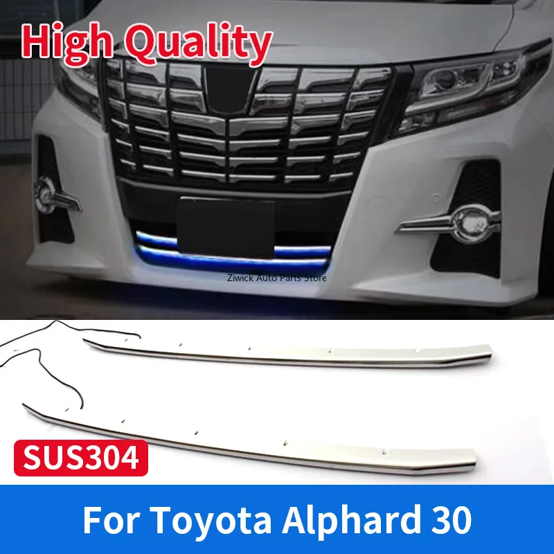 2 PCS Blue Led Car Front Bumper Grille Trim for Toyota Alphard 30 2015 Auto Exterior Accessory