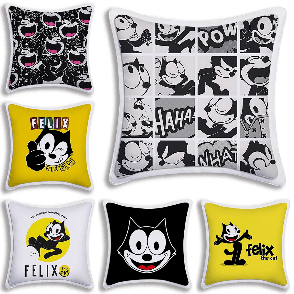 

F-Felix The Cat Exquisite Pillow Covers Cartoon Sofa Decorative Home Double-sided Printing Short Plush Cute Cushion Cover