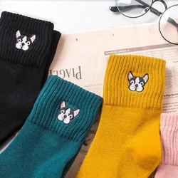 Calzini per cani da cartone animato calzini in cotone da donna Casual Cute Crew Sox Harajuku calzini da ricamo donna Meias Mujer