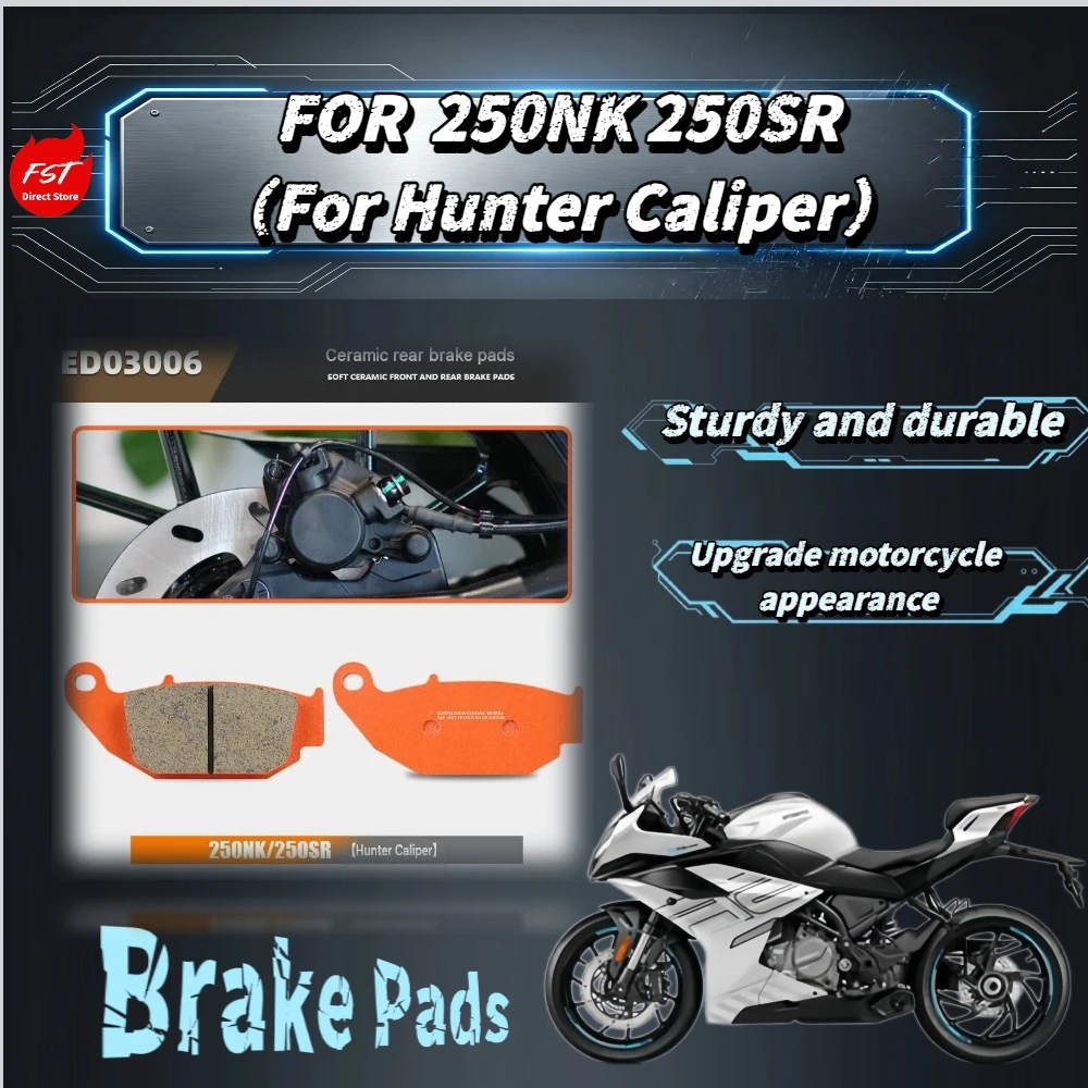 For 250NK 250SR Hunter Caliper Front Rear Brake Pads Ceramic Super Alloy High Temp Resistant Groove Heat Dissipation