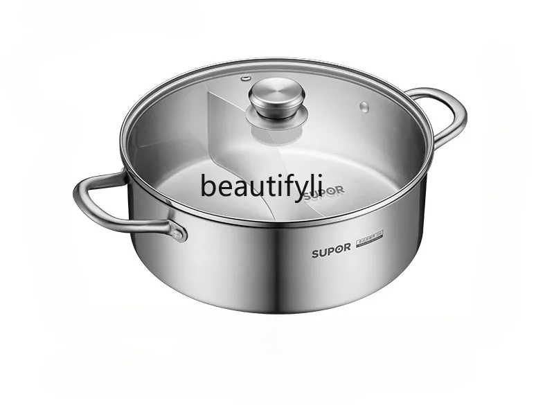 

Mandarin duck hot pot household 304 stainless steel thickened hot pot basin universal induction cooker