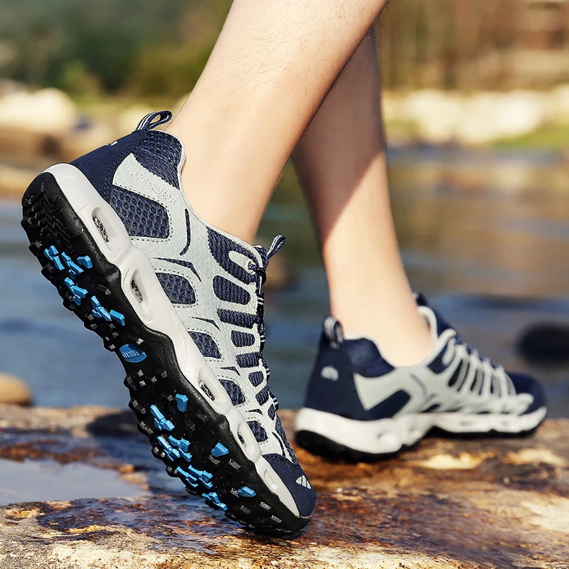 Men's Hiking Shoes Suede Leather Outdoor Shoes Wear-resistant Men Trekking Walking Hunting Tactical Sneakers