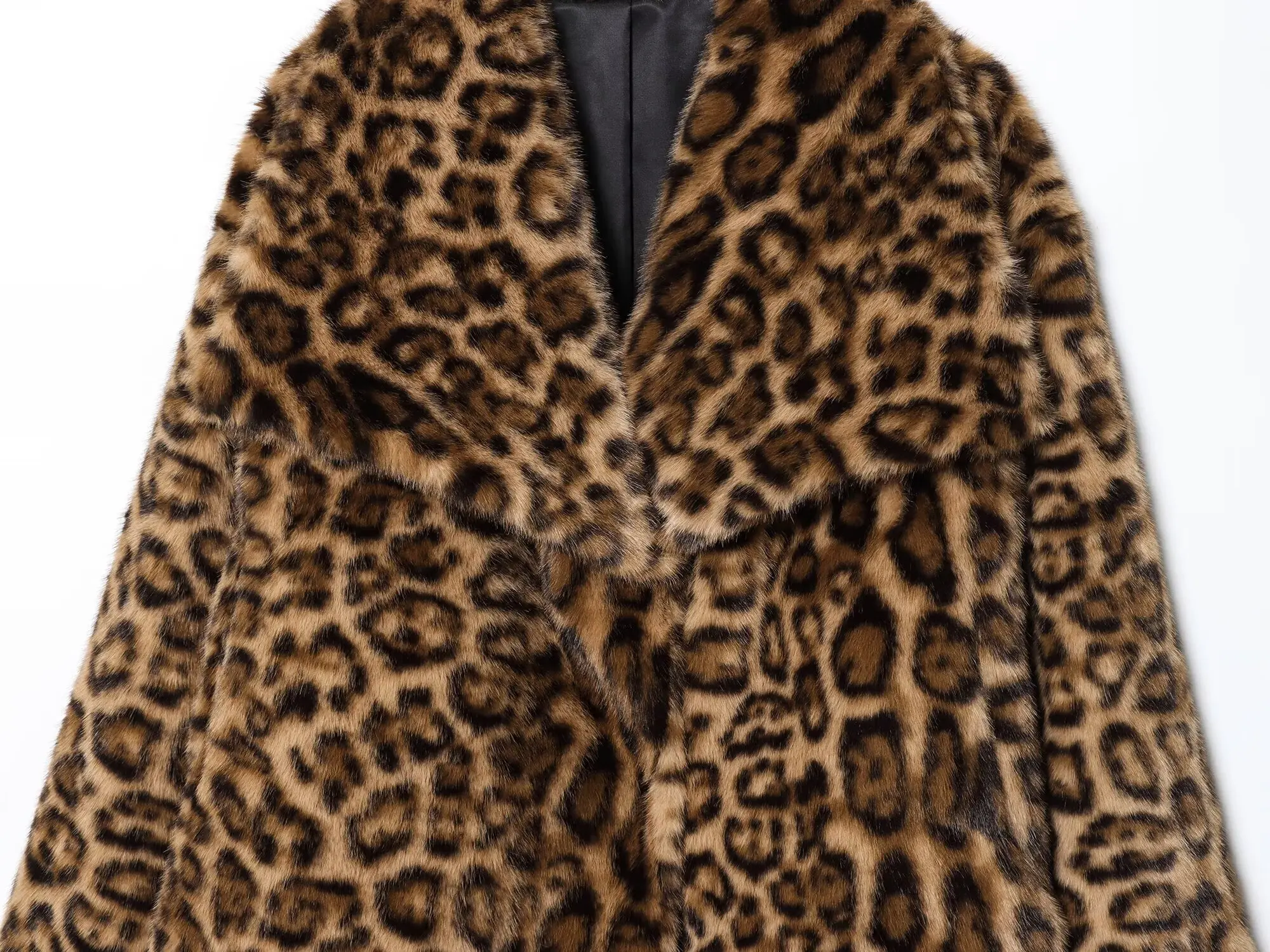 Maxdutti معطف الشتاء الفرنسية شارع العليا موضة فو الفراء سترة الرجعية ليوبارد طباعة التلبيب سترة المرأة سترة امرأة الملابس ل