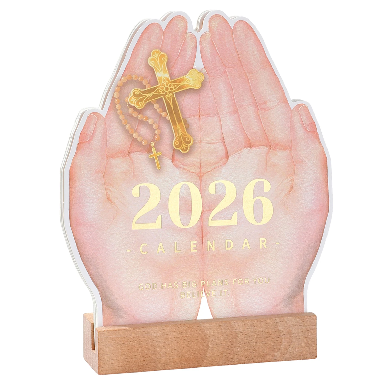 

Христианский настольный календарь в форме руки 2026, перекидной календарь на деревянной основе с 12 ежемесячными библейскими стихами, вдохновляющий подарок для дома, вкл.