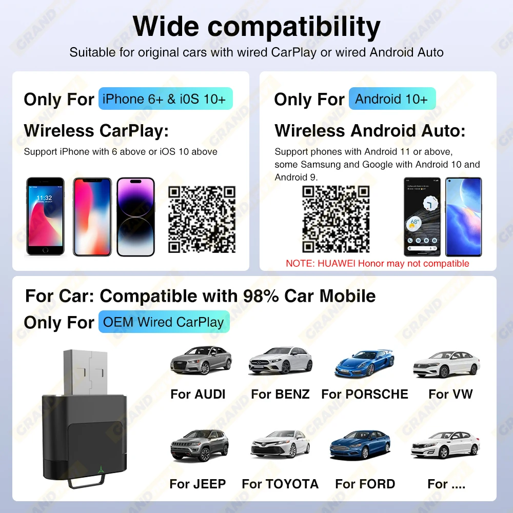 2IN1 اللاسلكية CarPlay أندرويد السيارات USB محول دونغل صندوق صغير التوصيل اللعب العالمي لشركة فولكس فاجن تويوتا نيسان هوندا فورد بنز مازدا