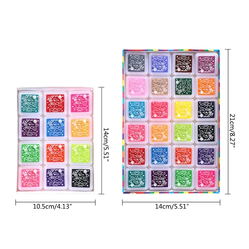 12/24 Craft Ink Pad for Kid Rainbow DIY Fingerprint Ink Pad Stamps Partner Washable Color Painting Card Making Stamp Pad