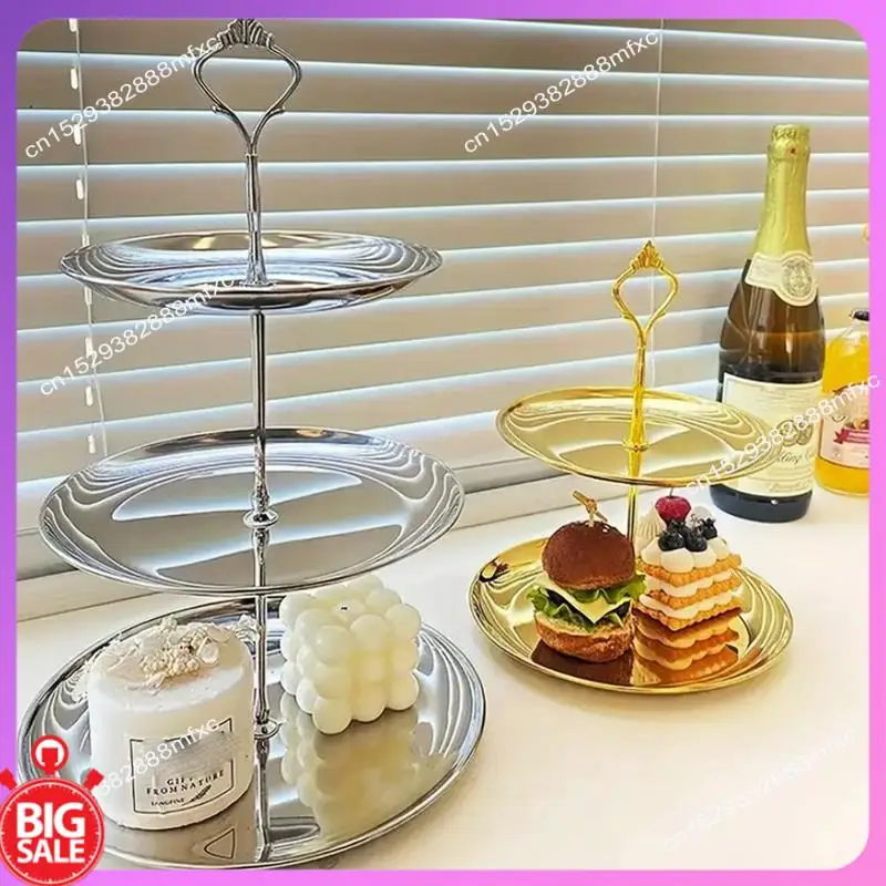 

Большое предложение, многослойный поднос из нержавеющей стали, десертная тарелка, тарелка с фруктами, тарелка для закусок, демонстрационная тарелка, стойка для кексов