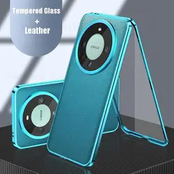Magnetic Glass Case For Huawei Mate 60 70 Pro 360° Full Protection Back Cover For Huawei Mate 30 40 50 60 Pro Leather Shell Capa