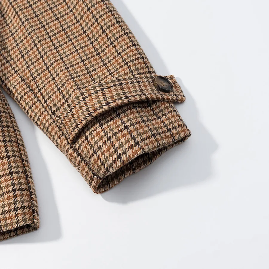 خريف جديد الموضة الأوروبية والأمريكية مزاجه المألوف تنوعا الوقوف طوق معطف قصير houndstooth #6