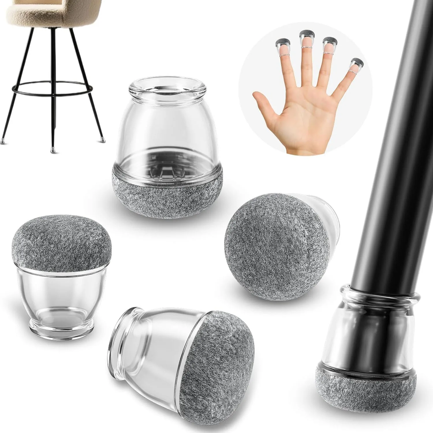 

16PCS Extra Small Round Chair Leg Protectors Felt Silicone Chair Leg Covers Non-Slip to Protect Hardwood Floors from Scratches
