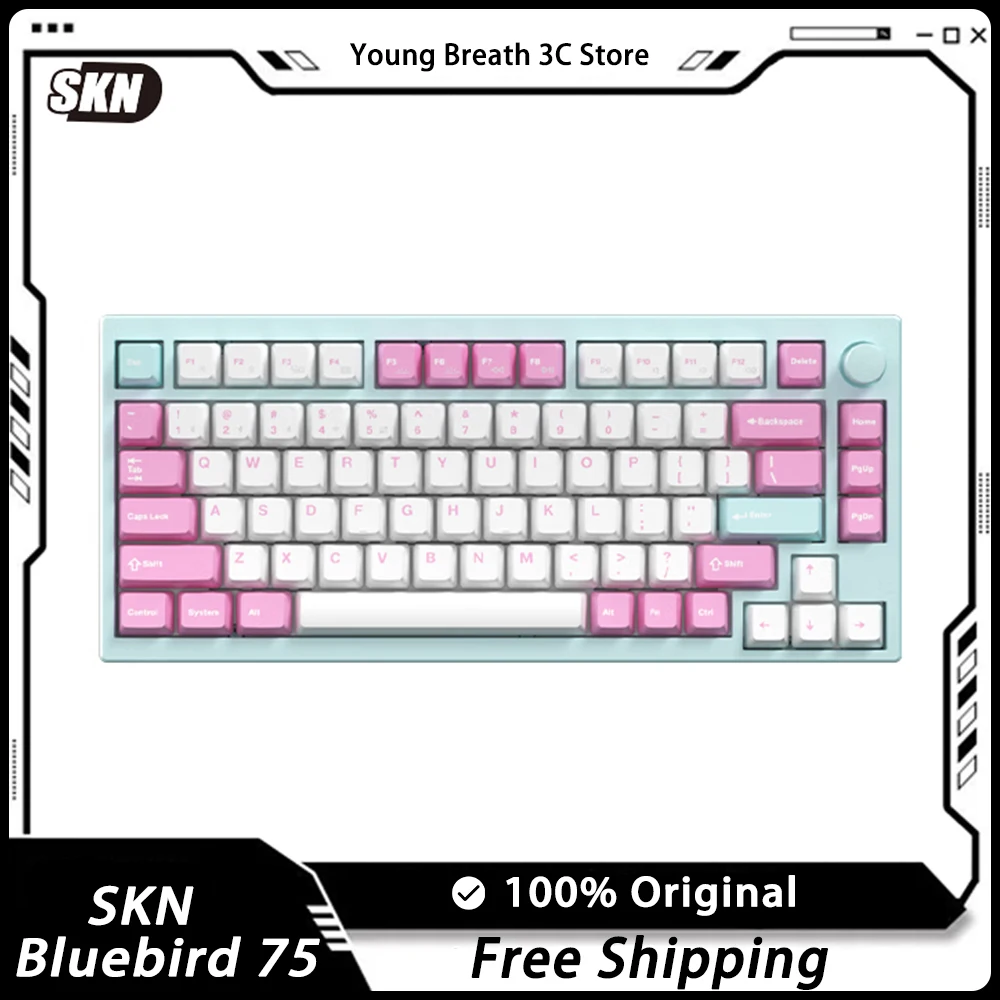 

SKN Bluebird 75 Mechanical Keyboard Three Mode Aluminium Alloy 75% Bluetooth Office Game Mechanical Keyboard Customized Gift