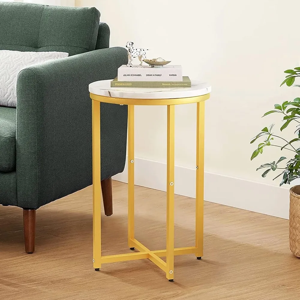 Couchtisch-Set mit 3 Stück, moderner 2-stufiger Couchtisch mit 2 runden Beistelltischen, modernes Wohnzimmertisch-Set mit Kunstmarmorplatte