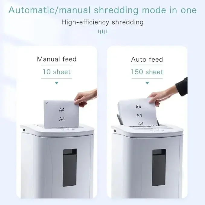 Device Paper And Credit Cards Shredder Micro Cut 25L Auto Feed 150 Sheets Manual 10 Sheets 3mm 10mm Suitable For Home And Office