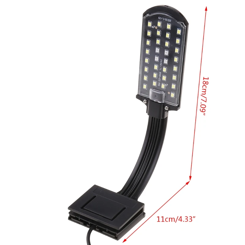 ปลาสำหรับถังคลิปบน Light CLAMP Aquarium ไฟขนาดเล็ก 32 ลูกปัด LED สีขาวและสีฟ้า 5W ส่งเสริมน้ำ Grow