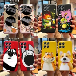 For Honor X8 4G Exquisite Beautiful Painted Phone Bumper Liquid Silicone Case Fro Honor X8 4G Unique Cute Cartoon Camera Carcasa