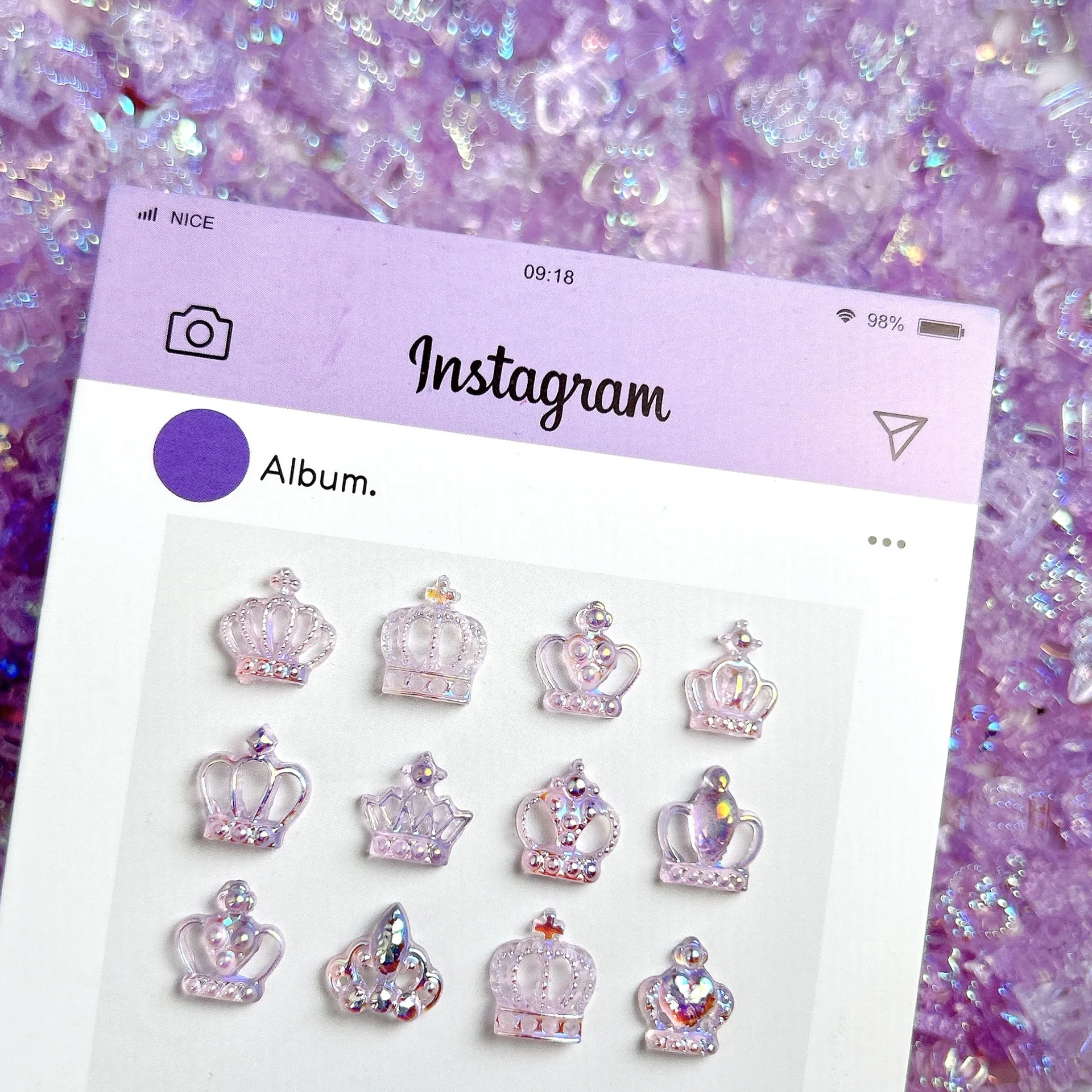 30PCS Gemengde Acryl Keizerskroon Nail Art Charms Accessoires Hars Onderdelen Voor Manicure Decor Nagels Decoratie Benodigdheden Materiaal