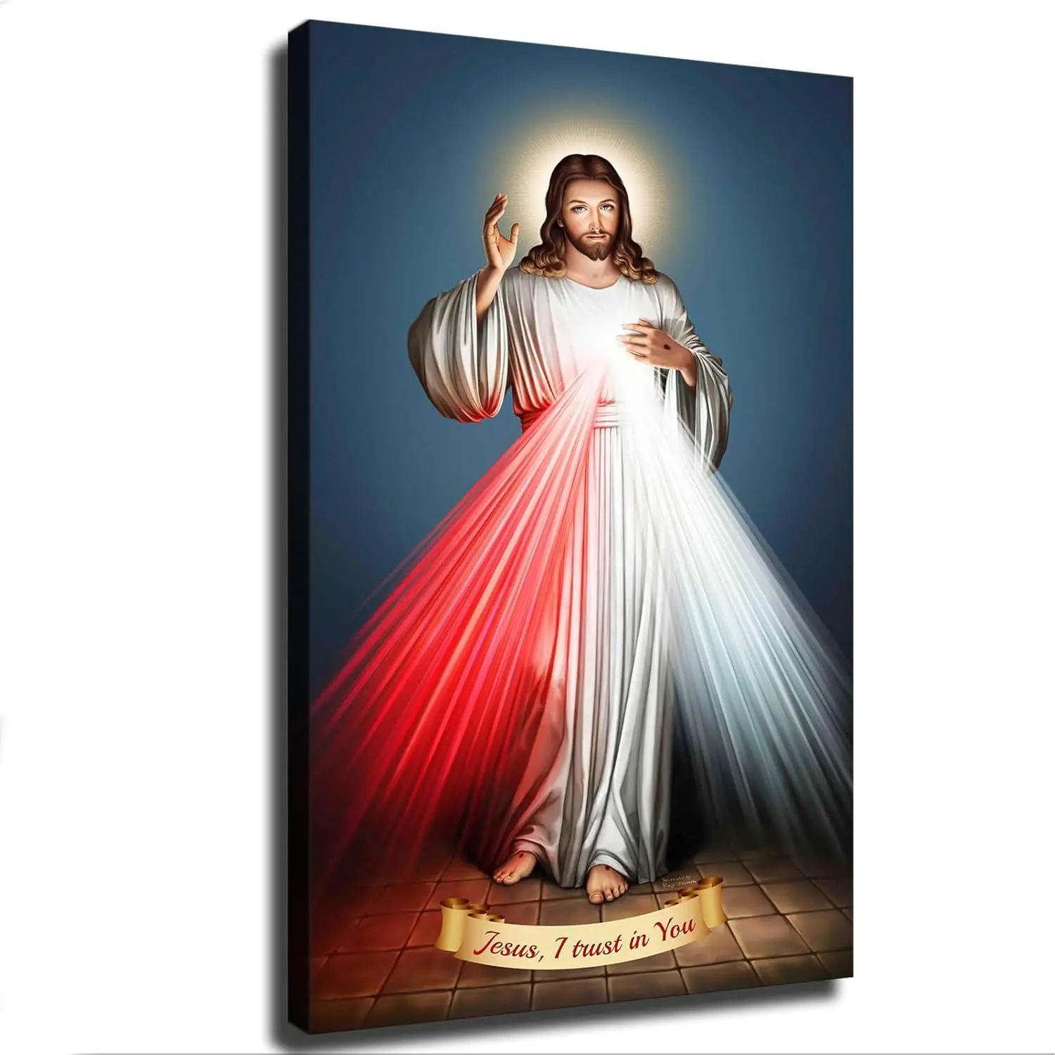 Jesus Christ Divine Mercy xin Framed Canvas Wall Art for Living Room  Bedroom