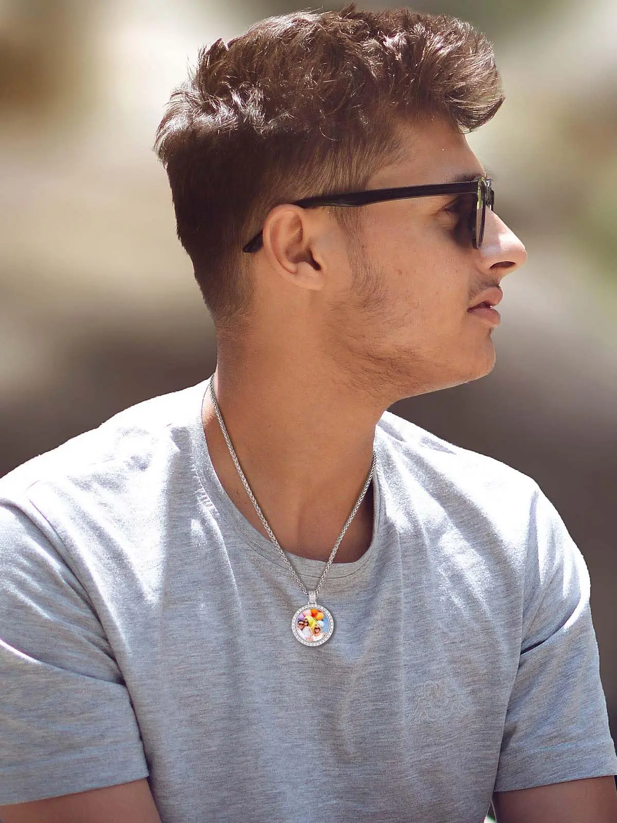 Kostenlose Anpassung Logo personal isierte benutzer definierte Foto Kreis Medaille Anhänger Hip Hop Schmuck Frauen Männer Erinnerung Bild Halskette Anhänger – Detail 10