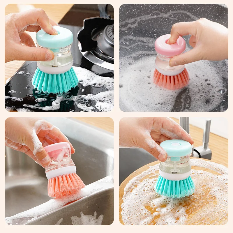 Dishwasher automatic lazy automatic add liquid self-spraying press type pot wash brush washbasin cleaning long handle home use